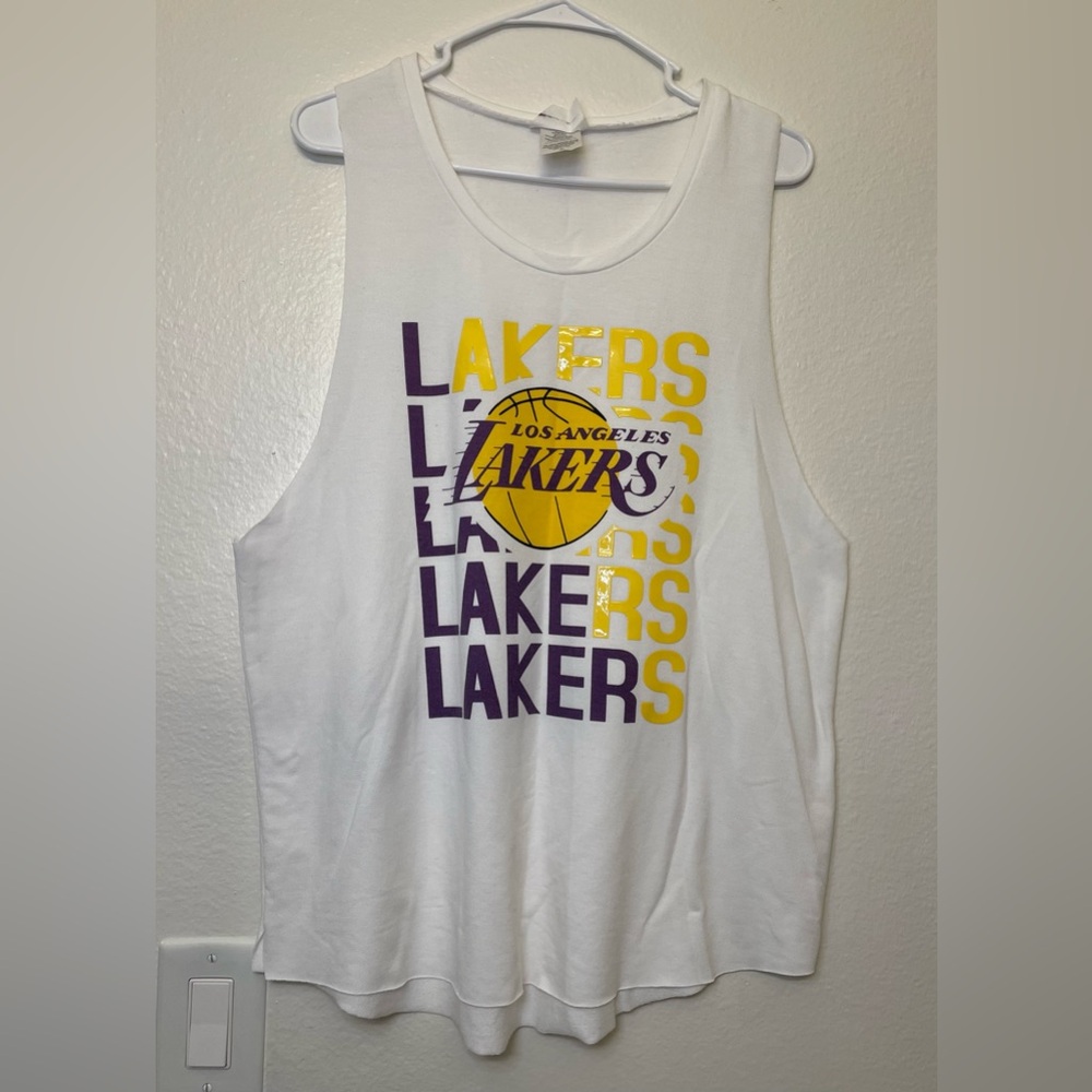 NBA Lakers Men’s White Lakers Print Tank Top Size XL
